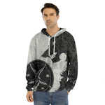 Black Demon Wolf Print Men's Velvet Pullover Hoodie