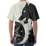 Black Demon Wolf Print Men's Velvet T-Shirt