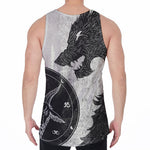 Black Demon Wolf Print Men's Velvet Tank Top