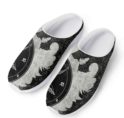 Black Demon Wolf Print Mesh Casual Shoes
