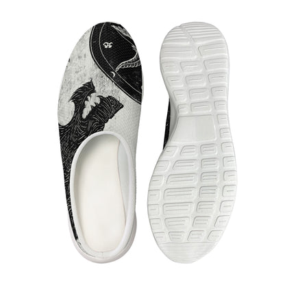 Black Demon Wolf Print Mesh Casual Shoes
