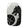 Black Demon Wolf Print Mesh Laundry Hamper