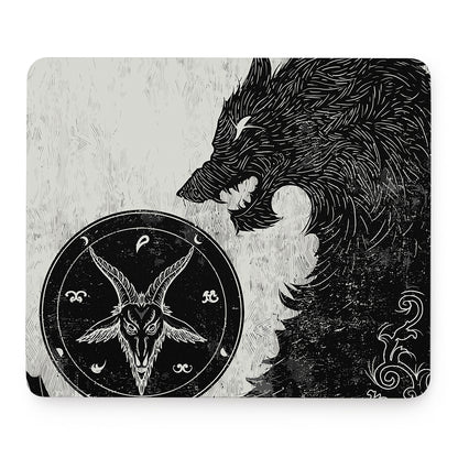 Black Demon Wolf Print Mouse Pad