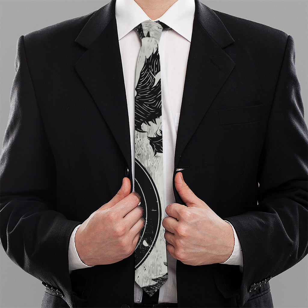 Black Demon Wolf Print Necktie