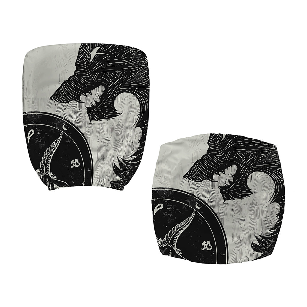 Black Demon Wolf Print Office Chair Cover