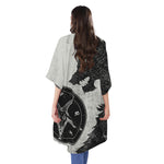 Black Demon Wolf Print Open Front Beach Cover Up