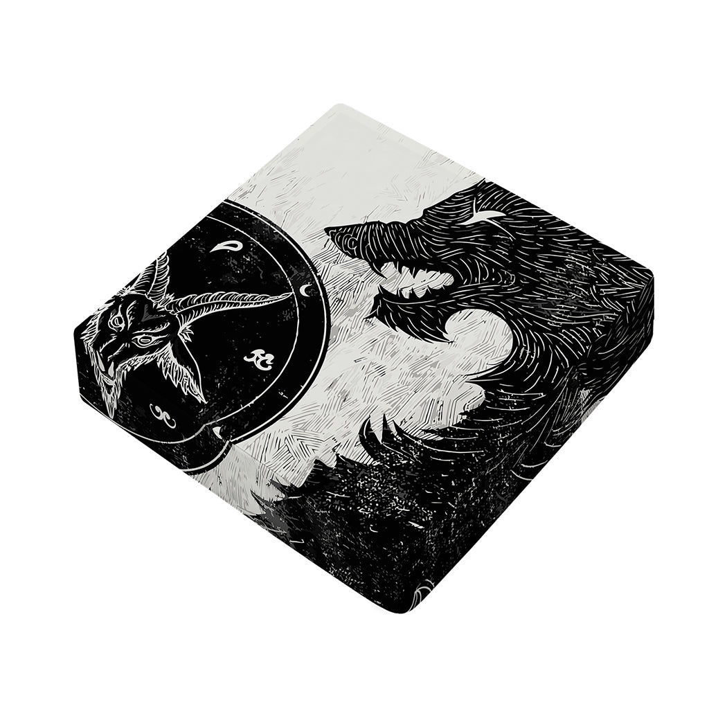 Black Demon Wolf Print Outdoor Seat Cushion Cover