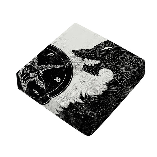 Black Demon Wolf Print Outdoor Seat Cushion Cover