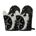 Black Demon Wolf Print Oven Mitts