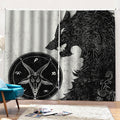 Black Demon Wolf Print Pencil Pleat Curtains