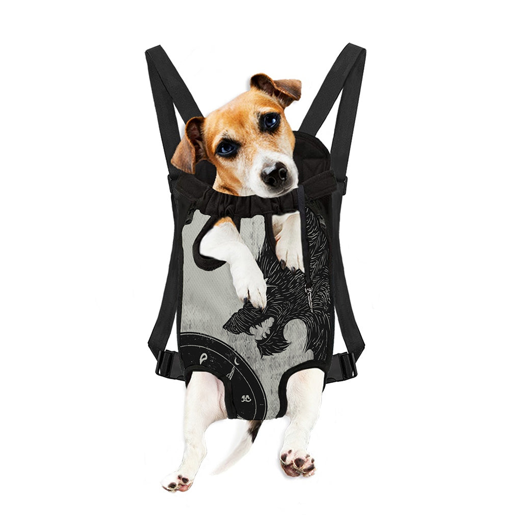 Black Demon Wolf Print Pet Carrier Backpack
