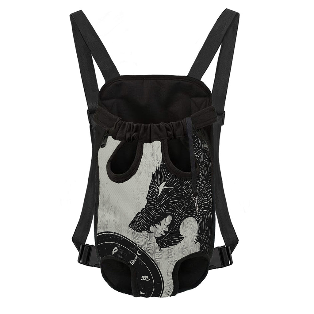 Black Demon Wolf Print Pet Carrier Backpack