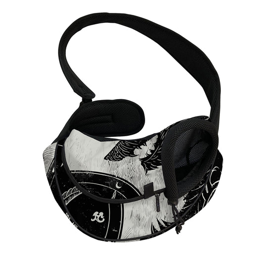 Black Demon Wolf Print Pet Sling Carrier