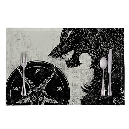 Black Demon Wolf Print Placemat