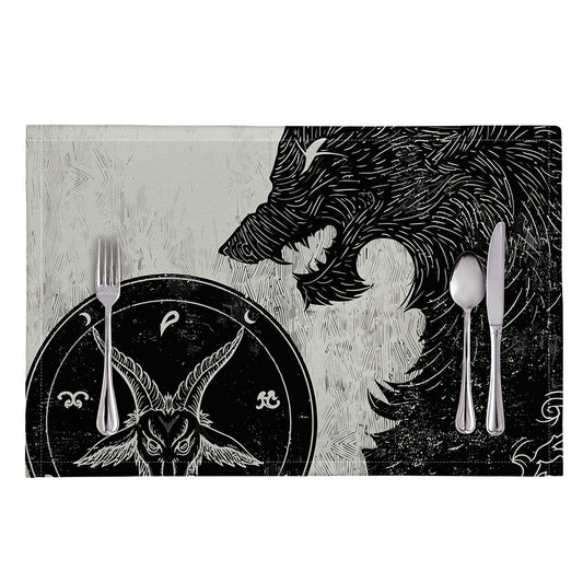 Black Demon Wolf Print Placemat
