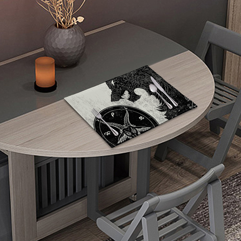 Black Demon Wolf Print Placemat