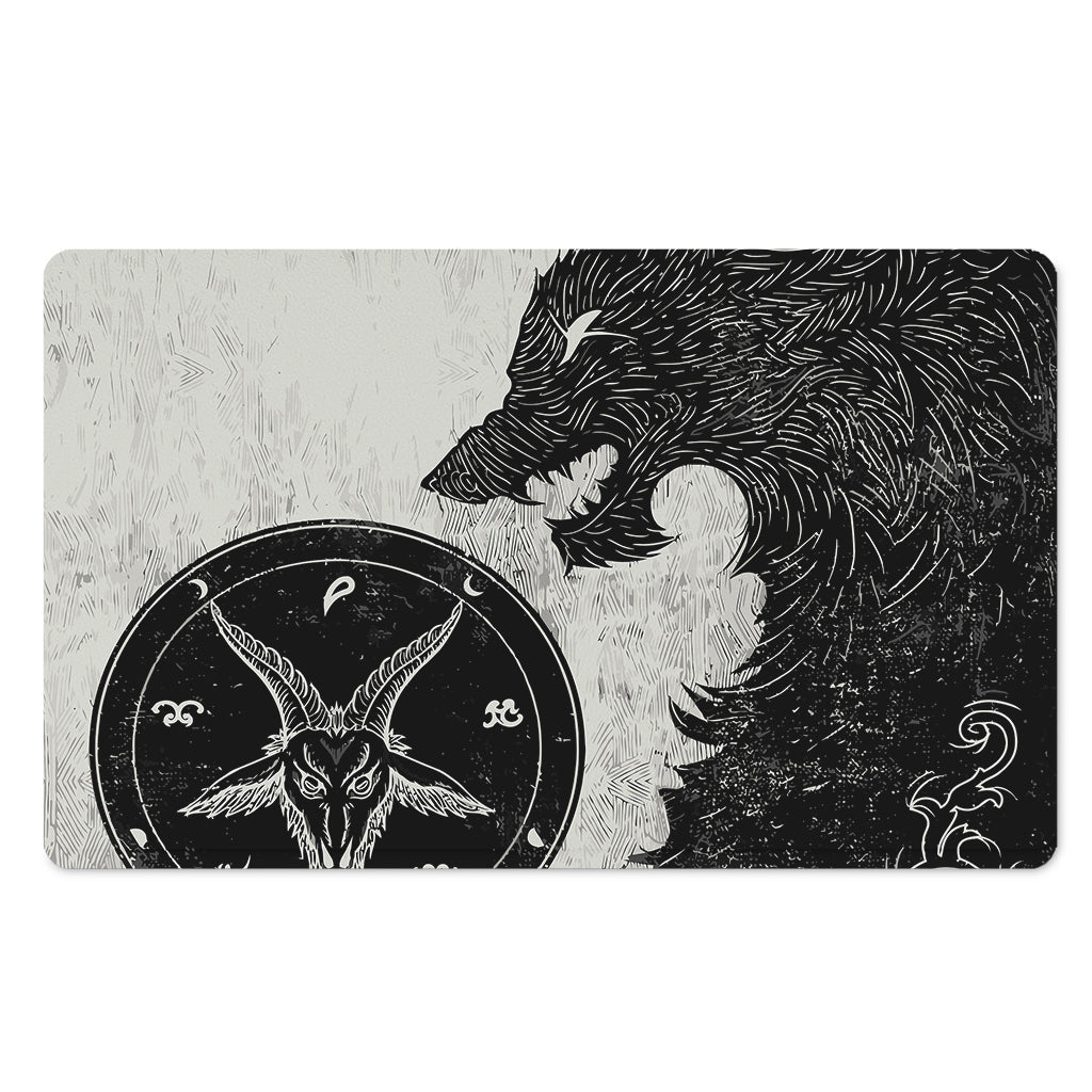 Black Demon Wolf Print Polyester Doormat