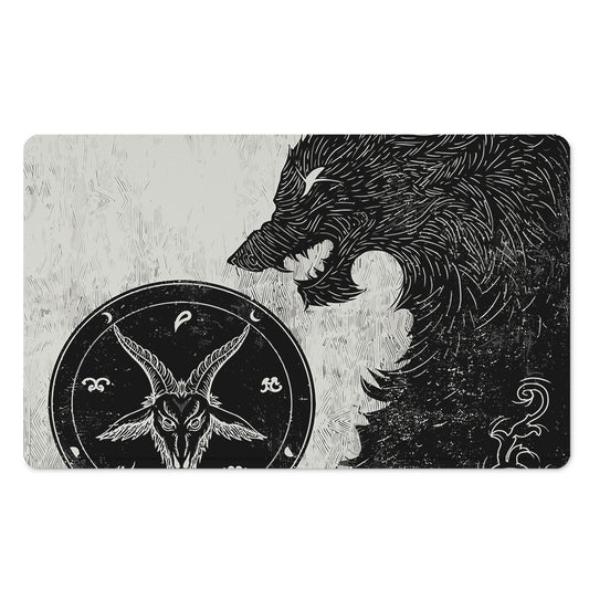Black Demon Wolf Print Polyester Doormat