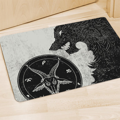 Black Demon Wolf Print Polyester Doormat