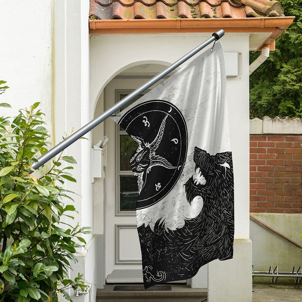 Black Demon Wolf Print Polyester Flag