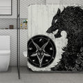 Black Demon Wolf Print Polyester Shower Curtain