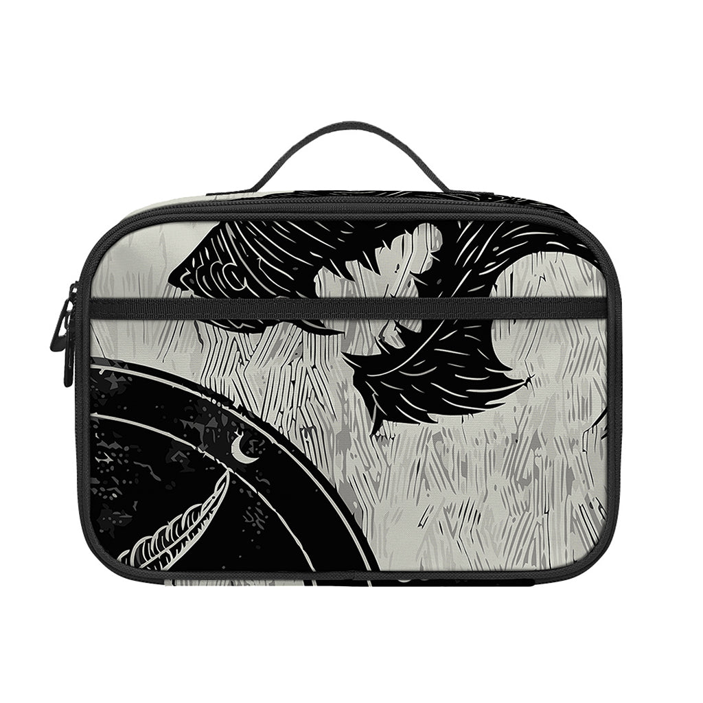Black Demon Wolf Print Portable Lunch Bag