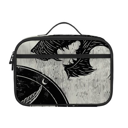 Black Demon Wolf Print Portable Lunch Bag