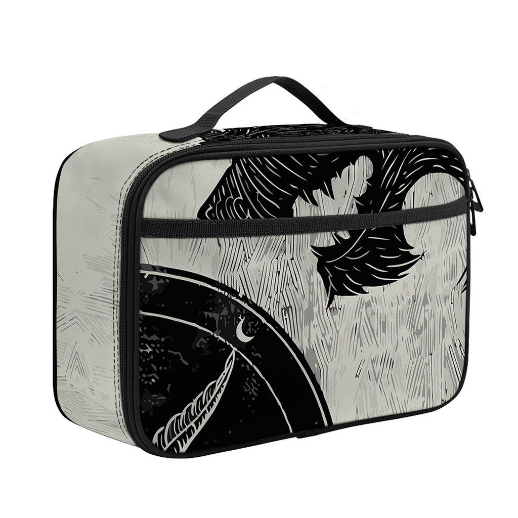 Black Demon Wolf Print Portable Lunch Bag