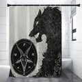 Black Demon Wolf Print Premium Shower Curtain