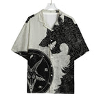Black Demon Wolf Print Rayon Hawaiian Shirt