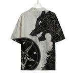 Black Demon Wolf Print Rayon Hawaiian Shirt