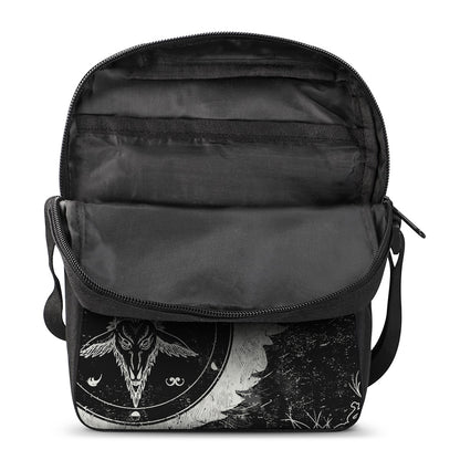 Black Demon Wolf Print Rectangular Crossbody Bag