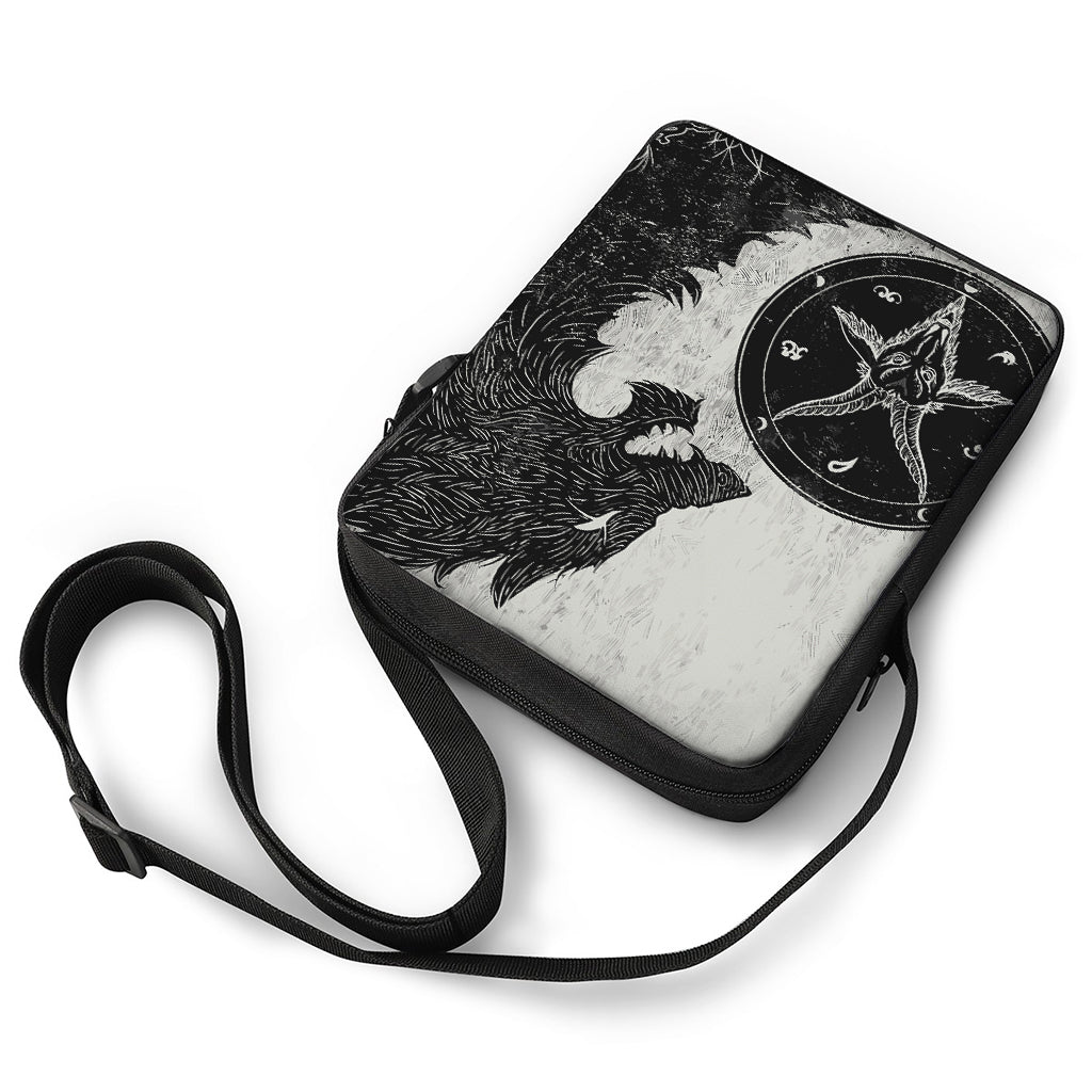 Black Demon Wolf Print Rectangular Crossbody Bag
