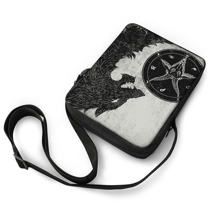 Black Demon Wolf Print Rectangular Crossbody Bag