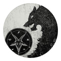 Black Demon Wolf Print Round Blanket