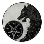 Black Demon Wolf Print Round Floor Mat