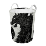 Black Demon Wolf Print Round Laundry Basket