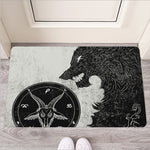 Black Demon Wolf Print Rubber Doormat