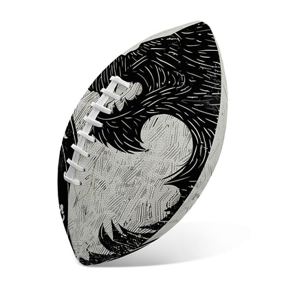 Black Demon Wolf Print Rugby Ball
