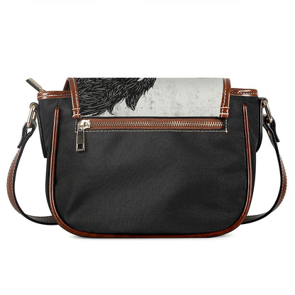 Black Demon Wolf Print Saddle Bag
