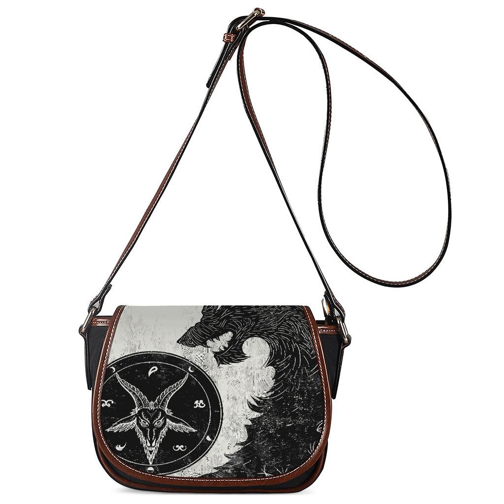 Black Demon Wolf Print Saddle Bag