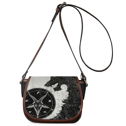 Black Demon Wolf Print Saddle Bag