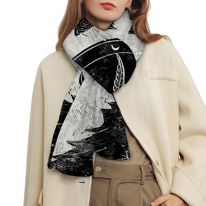 Black Demon Wolf Print Scarf