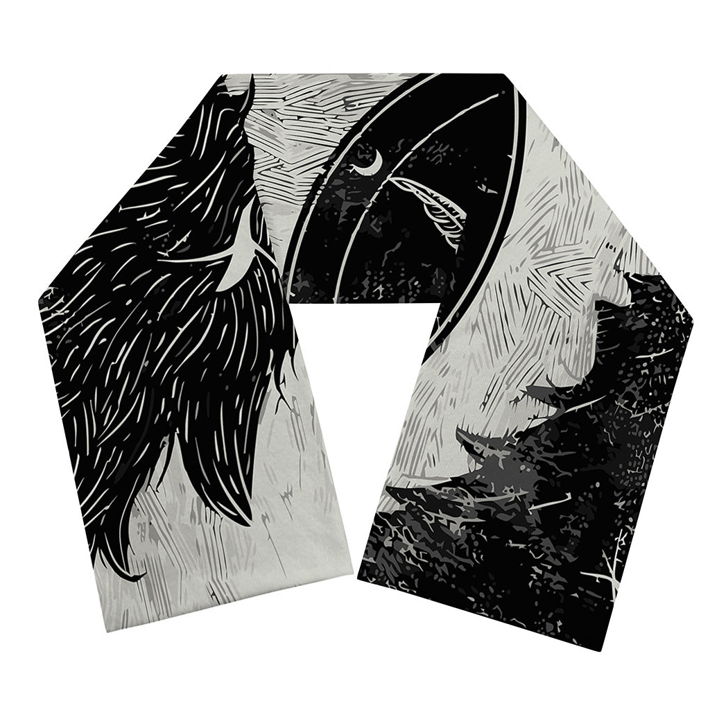 Black Demon Wolf Print Scarf