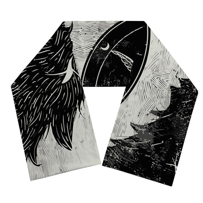 Black Demon Wolf Print Scarf