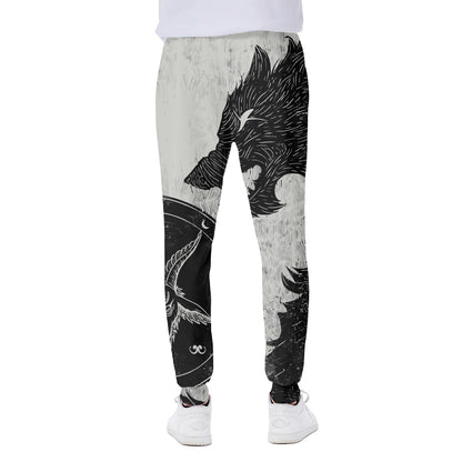 Black Demon Wolf Print Scuba Joggers