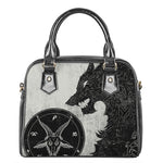 Black Demon Wolf Print Shoulder Handbag