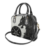 Black Demon Wolf Print Shoulder Handbag