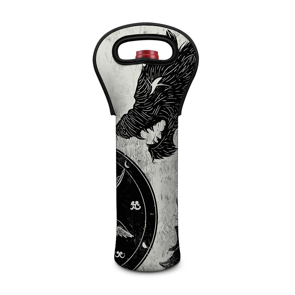 Black Demon Wolf Print Single Neoprene Wine Tote