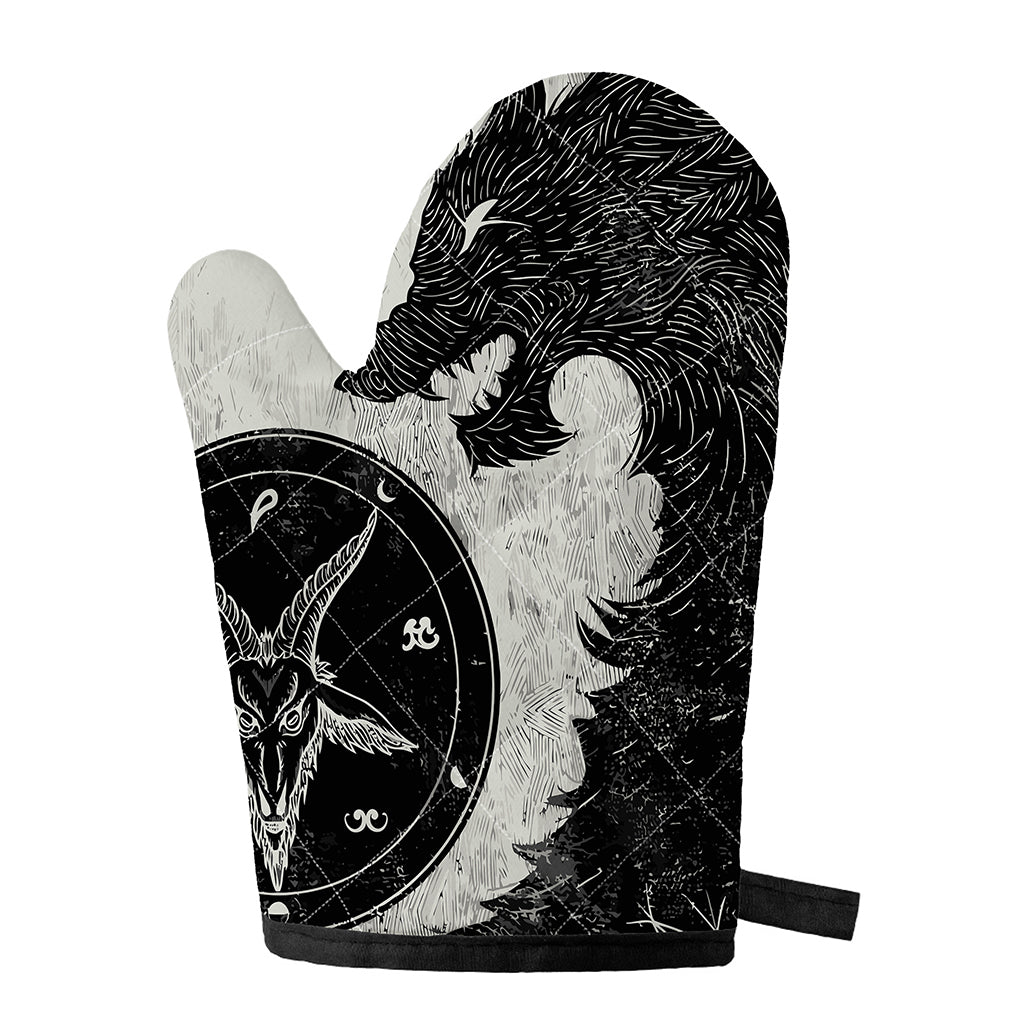 Black Demon Wolf Print Single Oven Mitt